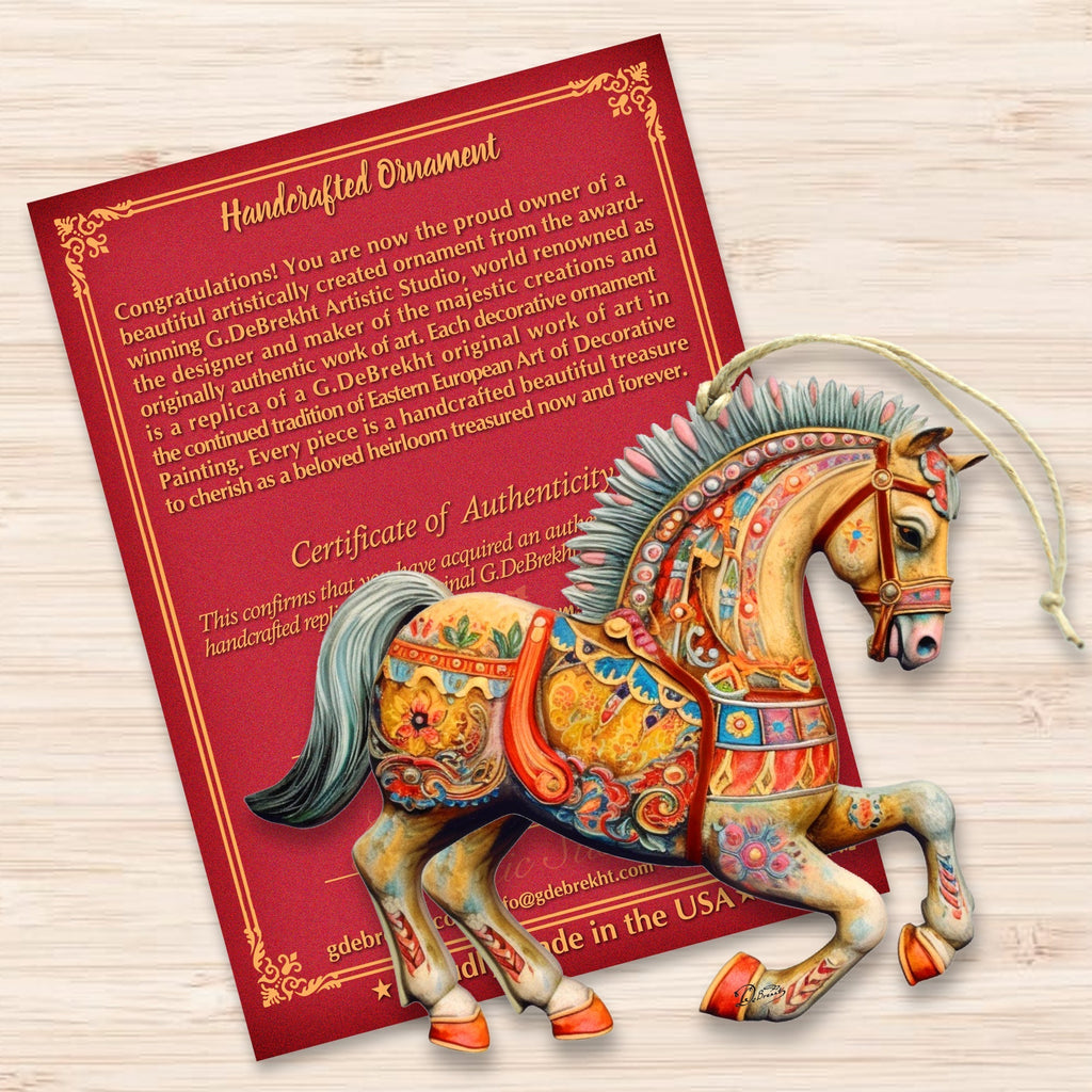 Carousel Horse Wooden Ornaments by G. Debrekht - Christmas Decor - 8100193-3