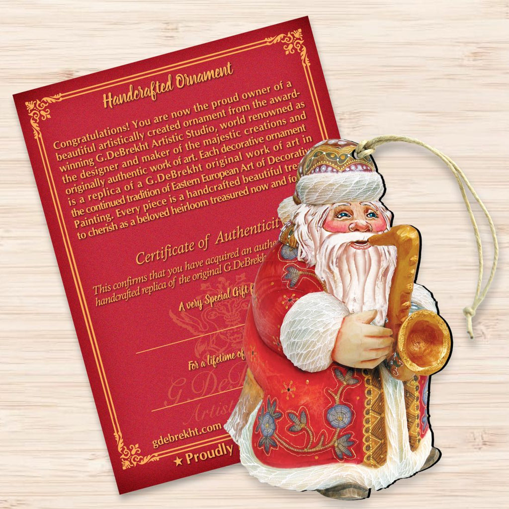 Jazzman Santa Wooden Ornaments by G. DeBrekht - Christmas Santa Snowman Decor - 8116211