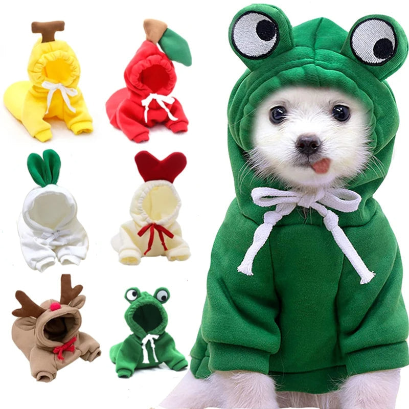 Cute Fruit Dog Clothes for Small Dogs Hoodies Winter Warm