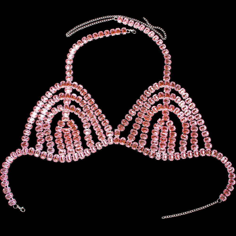 Exaggerated Rhinestone Body Chain Bralette – Luxury Crystal Chest Jewelry for Festivals, Raves & Exotic Clubwear