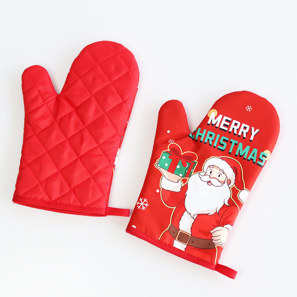 Christmas series insulated gloves, oven gloves, kitchen baking oven gloves, insulated and heat-resistant gloves