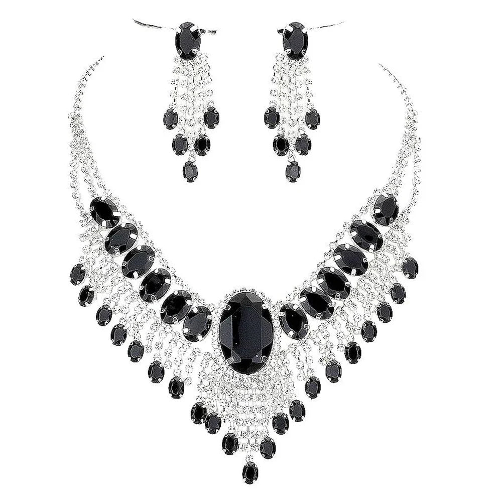 Rhinestone Water Drop Necklace Set