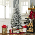 7.5 ft Flocked Pencil Pine Unlit Artificial Christmas Tree