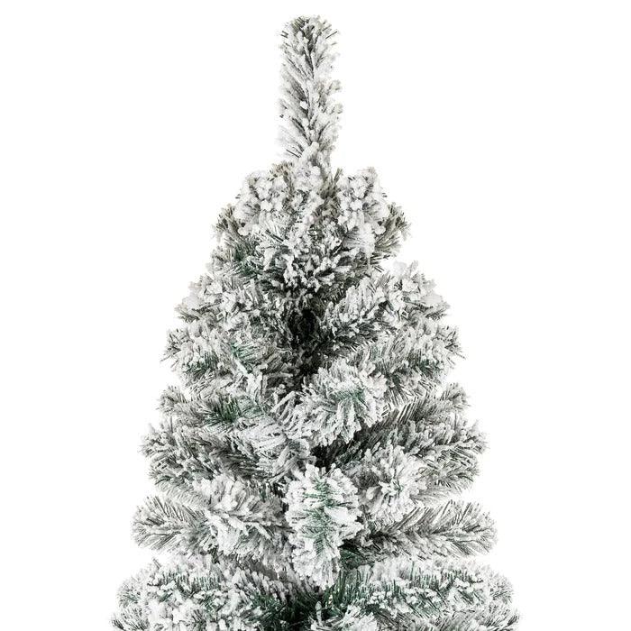 7.5 ft Flocked Pencil Pine Unlit Artificial Christmas Tree