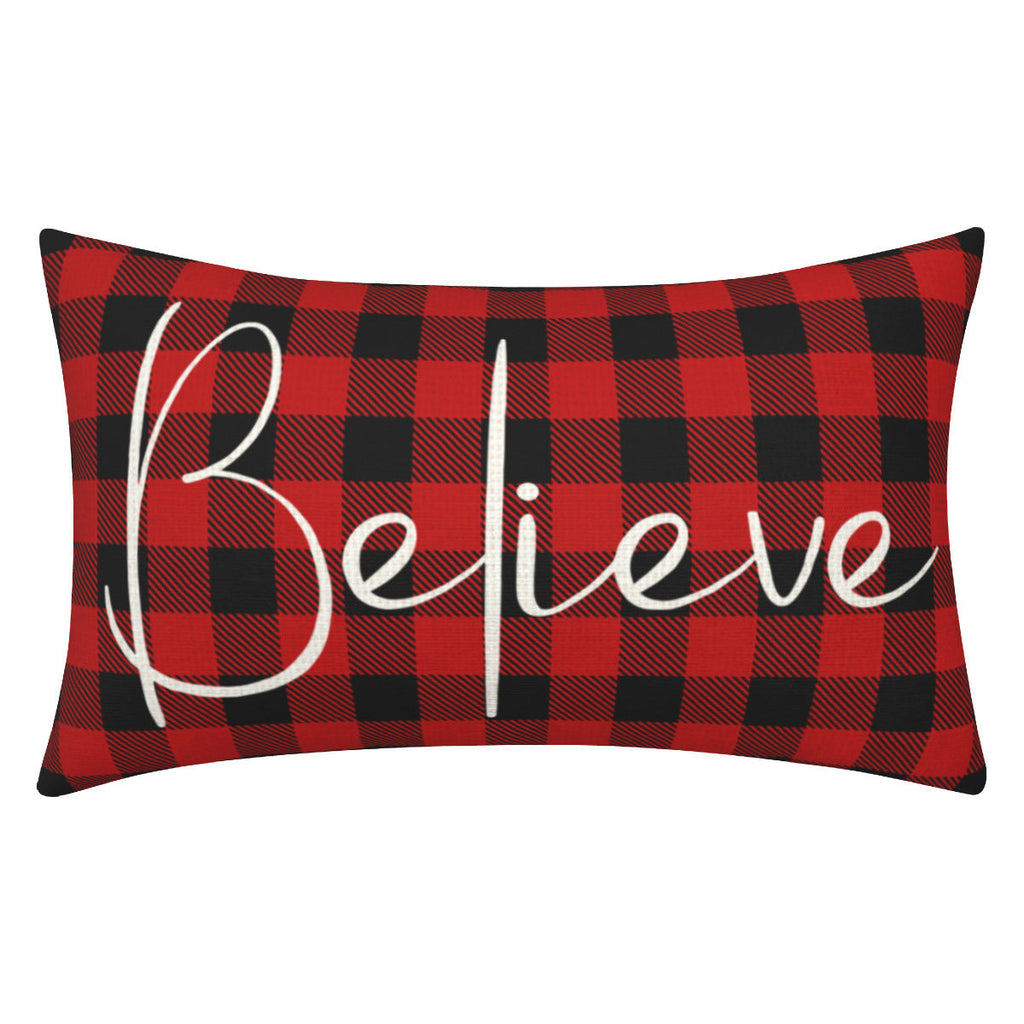 Christmas Decorative Pillowcase 2-piece Set Merry Christmas Sofa Cushion Cover Believe Waist Pillow Cover