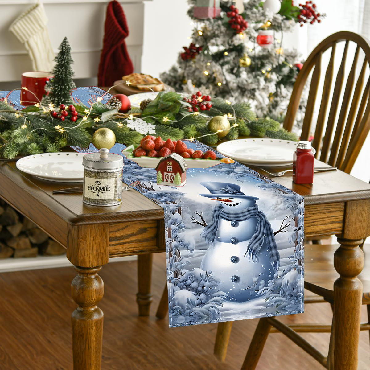 Christmas Snowman Table Flag Festival Restaurant Tablecloth Mat Tablecloth Home Kitchen Table Decoration Tea Flag