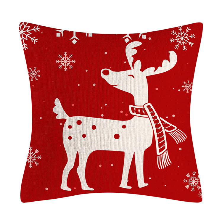 Red Snowflake Deer Pillow Cover Christmas Tree Cushion Cover Home Decoration Pillow Cover Combination