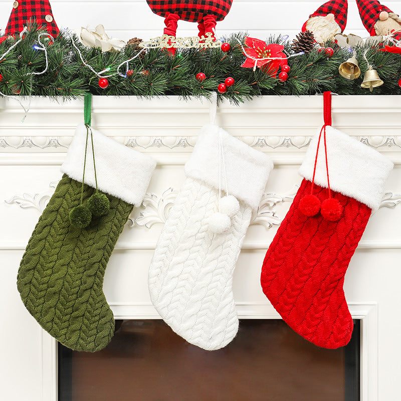 Christmas Decorations Knitted Wool Thick White Wool Socks Hotel Home Christmas Socks