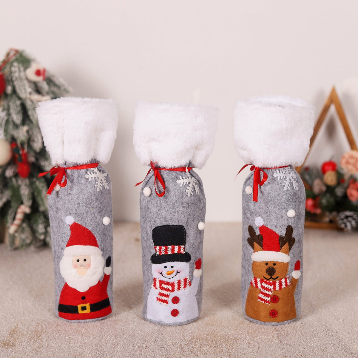 Christmas supplies red wine bottle covers elderly snowmen elk red wine bags household items