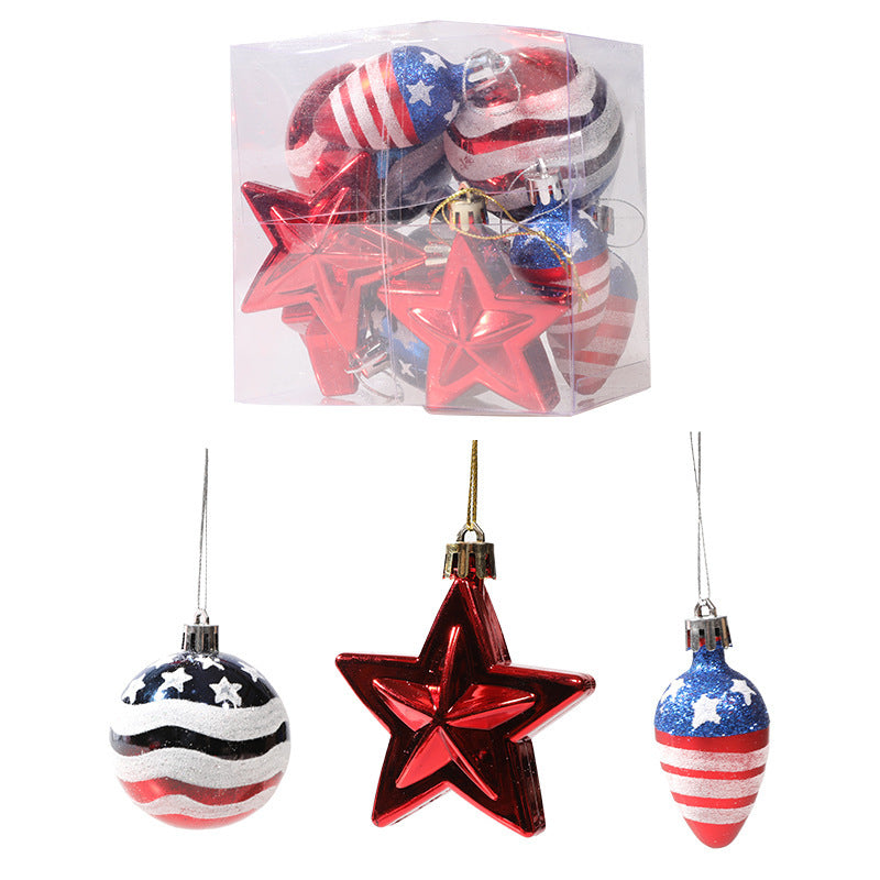 Christmas Ball Independence Day Decoration Hanging Ball Christmas Tree Decoration Prop American Plastic Ball Set