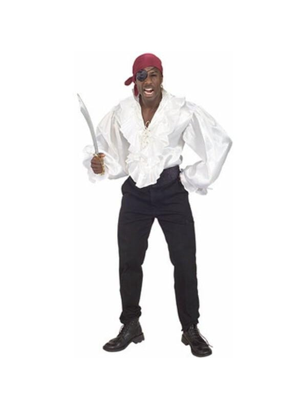 Adult White Satin Pirate Shirt