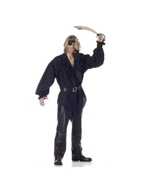 Adult Men's Black Swashbuckler Pirate Shirt
