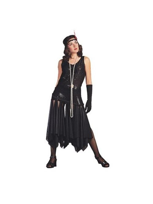 Women's Black 20's Scarf Flapper Dress Costume