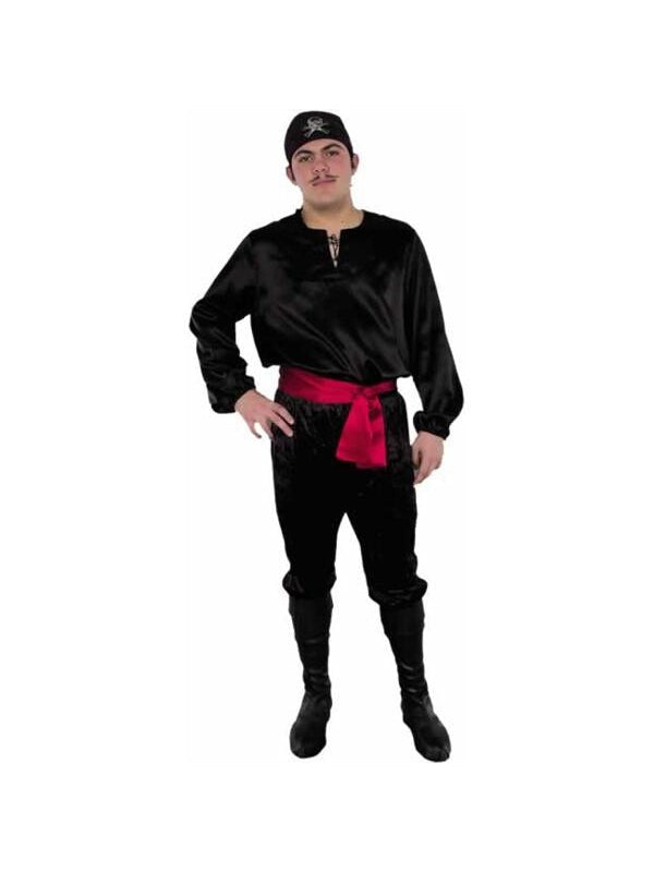Adult Black Satin Pirate Shirt
