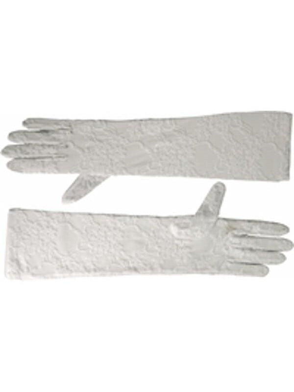 Adult White Opera Length Stretch Lace Gloves