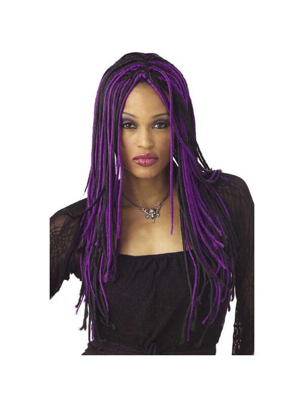 Adult Twisted Long Purple & Black Wig