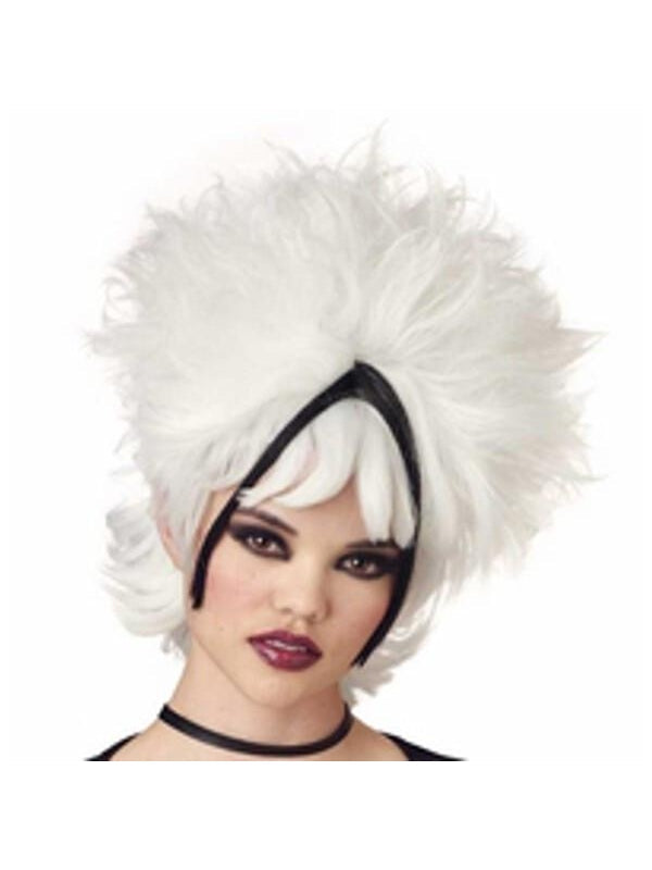 Chunky White & Black Gothic Streaked Wig