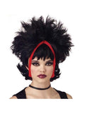 Chunky Black & Red Gothic Streaked Wig