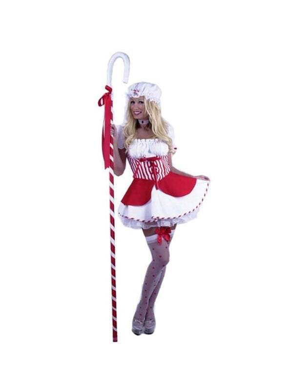 Women's Candy Cane Shepherdess Halloween Costume