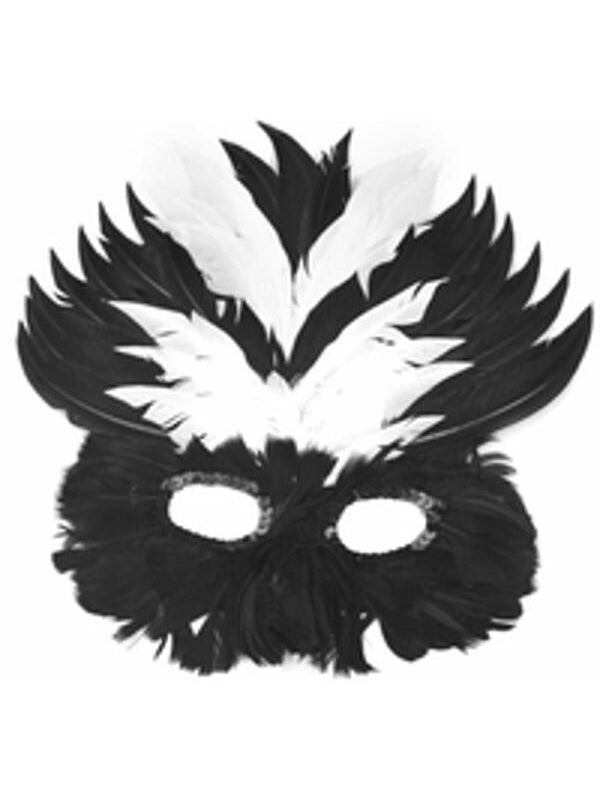Adult Black & White Feather Eye Mask