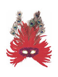 Adult Red Feather Peacock Eye Mask