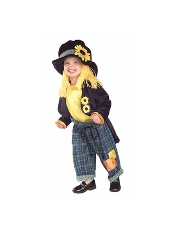 Toddler Scarecrow Halloween Costume with Sunflower Hat