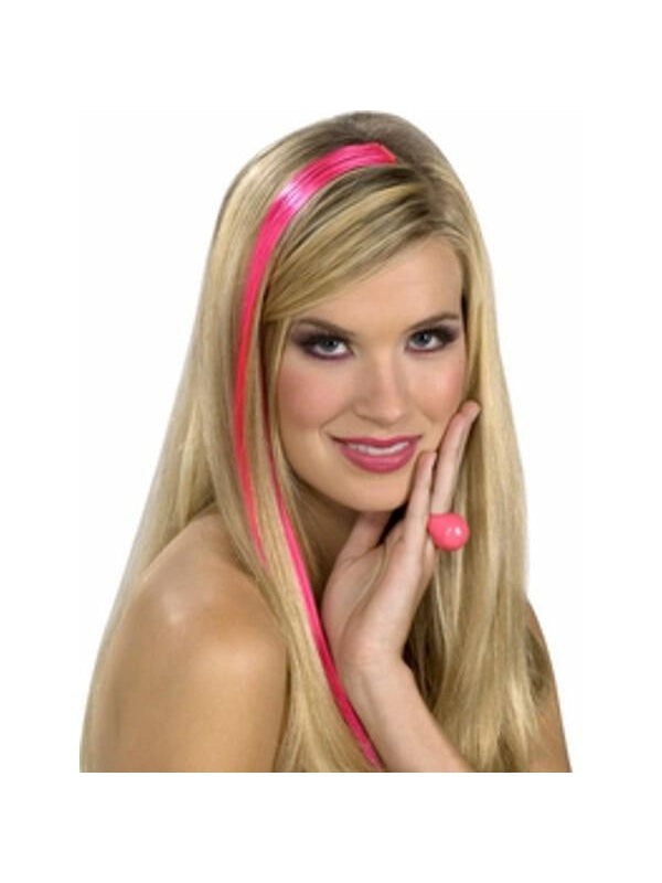 Adult 80's Style Neon Pink Hair Extention Kit