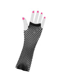 Adult Long 80's Style Black Neon Fishnet Gloves