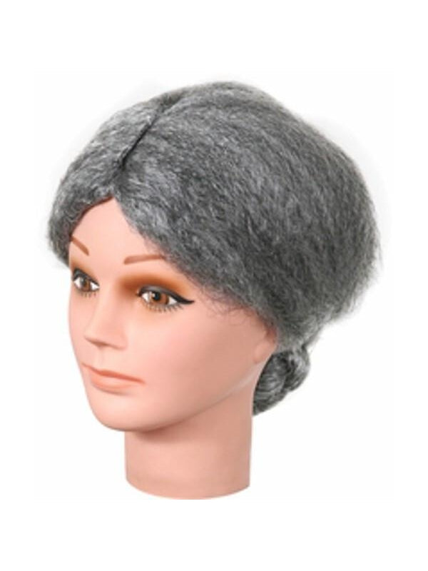 Old Lady Grey Bun Wig