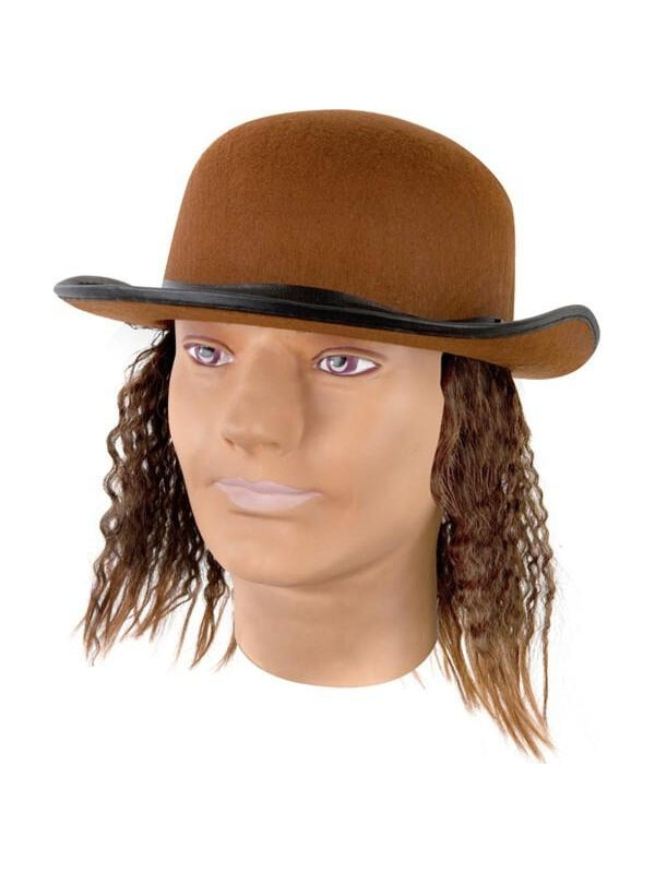 Adult Brown Hat With Wig