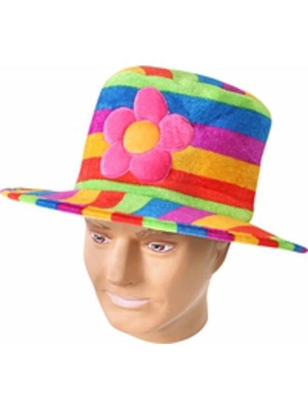 Adult Rainbow Pride Hat With Flower
