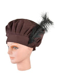 Womans Brown Hat With Feather