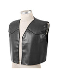Black Faux Leather Biker Vest, Standard Size