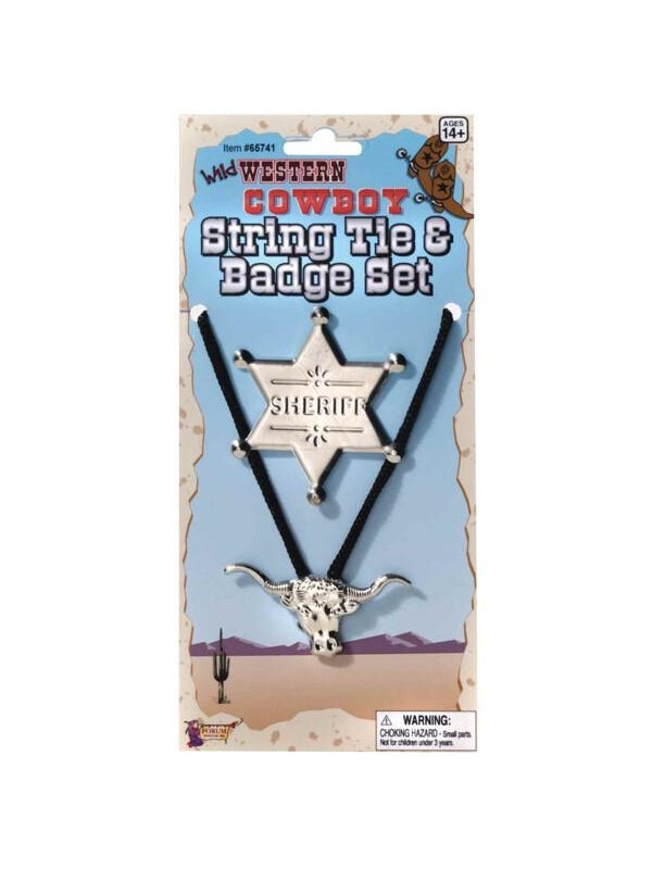 Cowboy String Tie & Badge Set