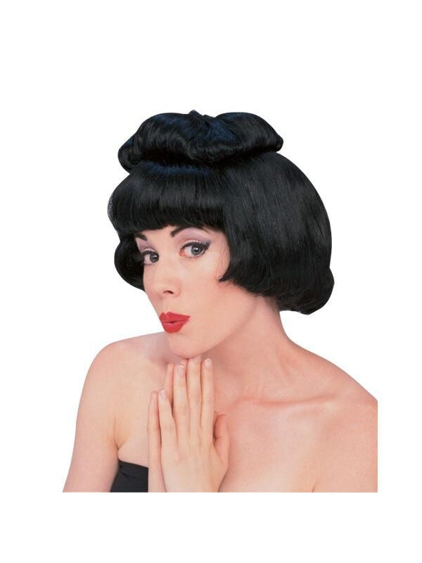 Women's Black Updo with Bangs Halloween Costume Wig