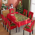 Christmas printed tablecloth, chair cover, waterproof, oil resistant, festive decoration, dining table cloth, chair cover, universal household use