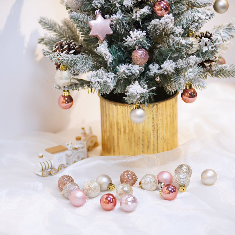 Christmas tree decoration 3cm light gold Christmas ball hanging pendant Christmas combination ball