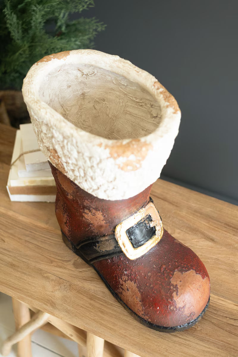 Faux Concrete Santa Boot Container