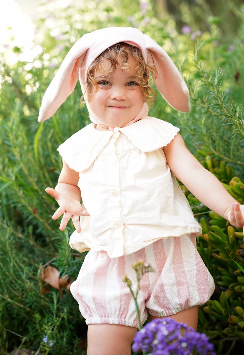 Pink Bunny Bonnet and Bunny Tail Set