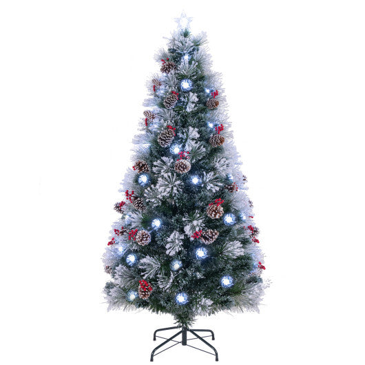 7 FT Flocked Christmas Tree with 8 Lighting Modes