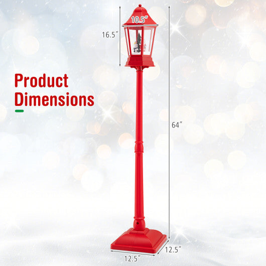 5.3 Feet Musical Christmas Street Lamp with Blowing Snow and LED Lights-Red