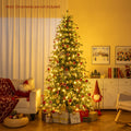 7.5 Feet Pre-Lit Artificial Christmas Tree Hinged Xmas Tree with LED Lights