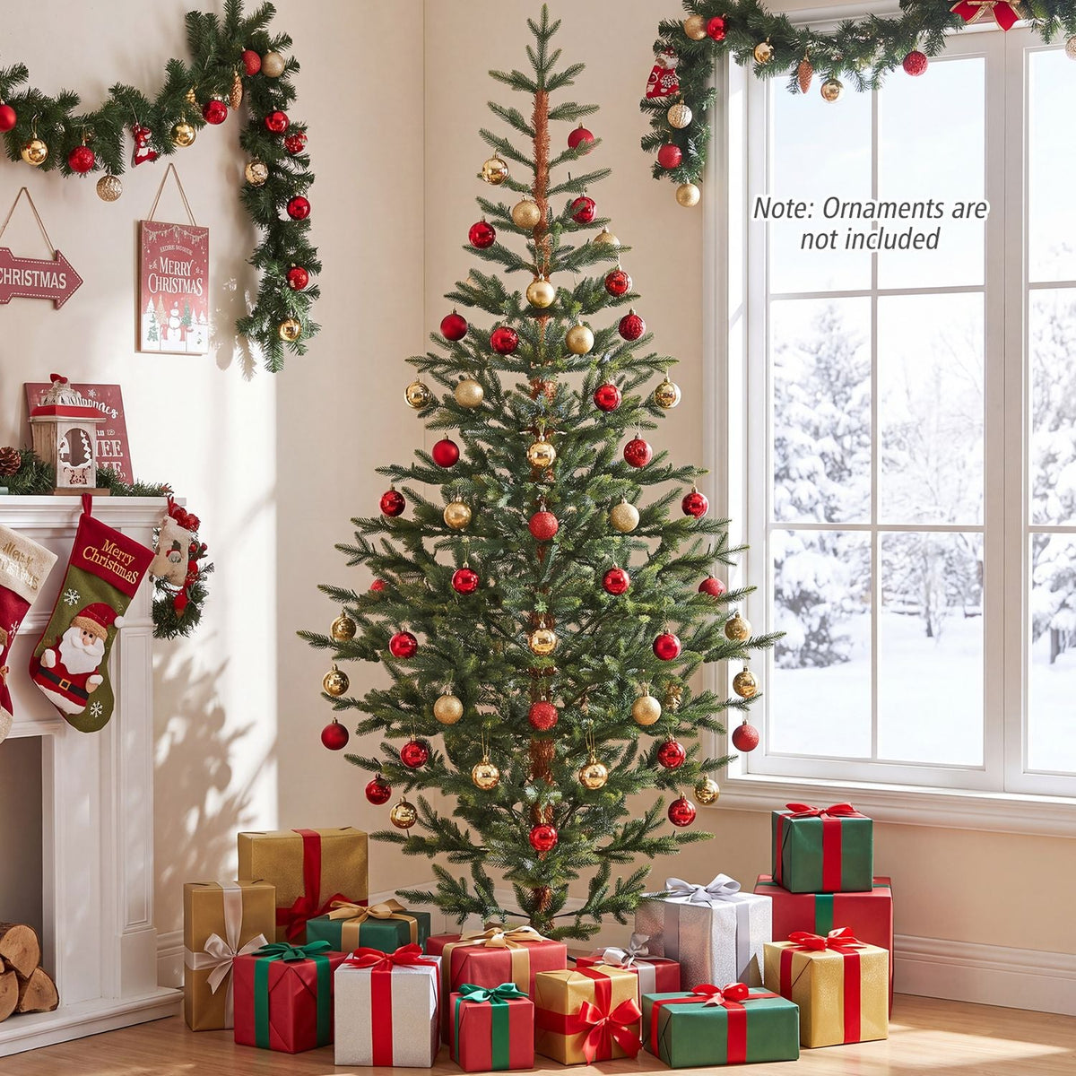 6 FT Pre-Lit Artificial Christmas Tree with 250 LED Lights