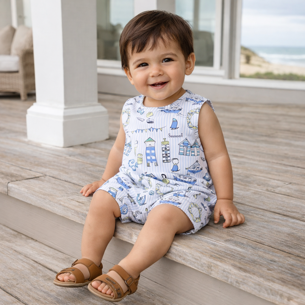 Seashore Shortall Romper – Bamboo Baby Neutral One Piece