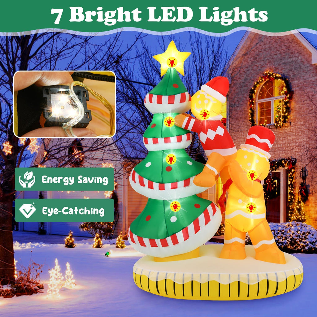 7 Feet Inflatable Christmas Tree with 7 Internal LED Lights and Built-in Fan