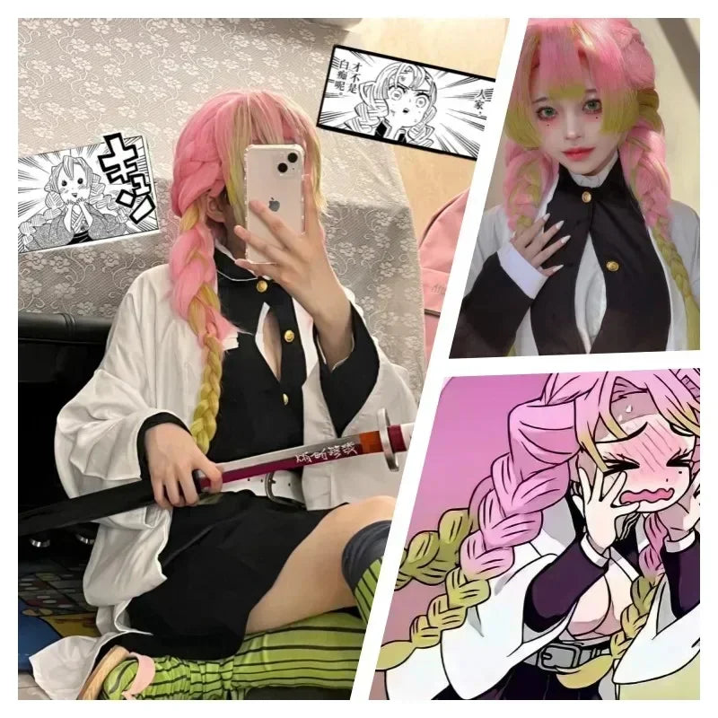 Kanroji Mitsuri Cosplay Costume with Wig & Haori