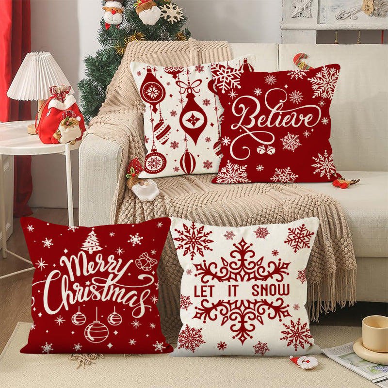Christmas red ball pillow cover Christmas holiday themed home decoration pillowcase linen waist pillow