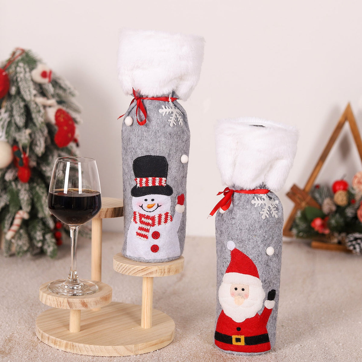 Christmas supplies red wine bottle covers elderly snowmen elk red wine bags household items