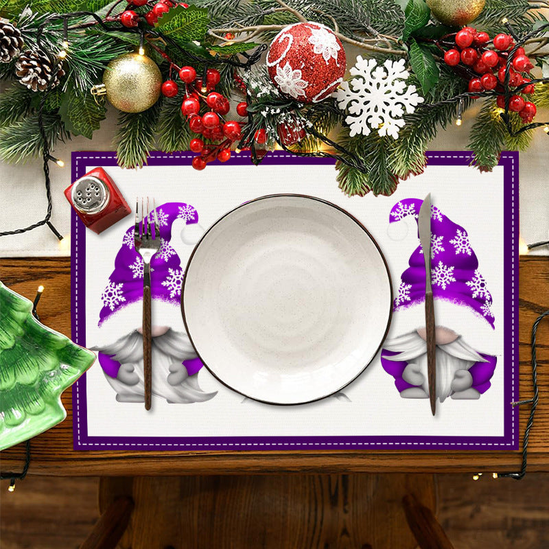 Christmas Dwarf Meal Mat Christmas Day Kitchen Table Decoration Insulation Mat Printed Table Mat