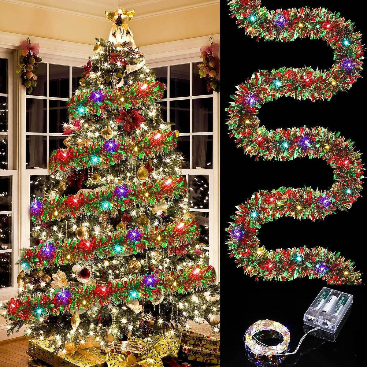 Christmas decoration ribbon, Christmas party atmosphere, venue arrangement, floral and madder hair strips